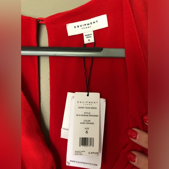 NWT EQUIPMENT Faun Twist Knot Red Aura Dress Size 6 - Picture 9 of 13